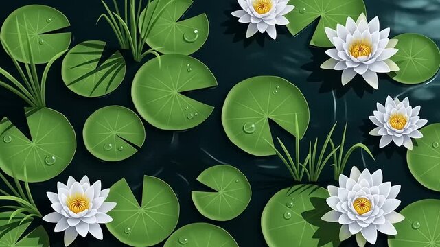 Water Lilies Pond Plants Nature Background.