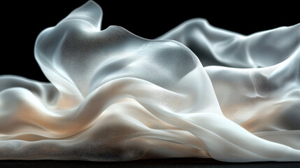 Ethereal White Fabric Flowing in Dark Space,up by Nha Vu