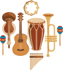 musical instruments isolated on white