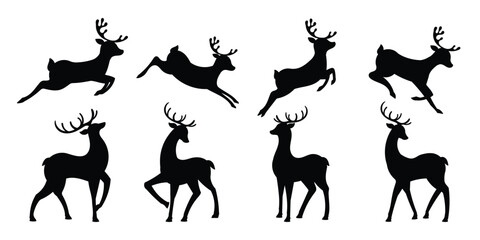 Christmas reindeer element vector set . Decorative elements of reindeer different pose. Design for sticker, holidays, Happy New year, season's greetings card.