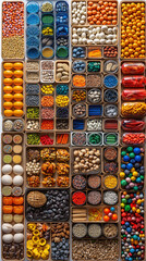 A Colorful Array of Food and Items Neatly Organized in Containers ,up by Nha Vu