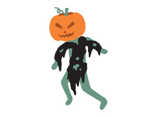 Scarecrow Zombie Cartoon Halloween Illustration
