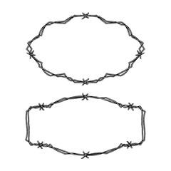 Barbed Wire Frame hand drawing vector isolated on background.