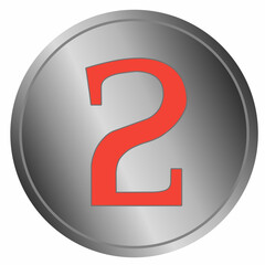 Metallic web icon number 2 button