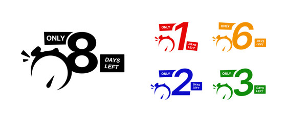 Days Left Countdown Timer Icon Set - Sale, Event, & Deadline Vector Symbols