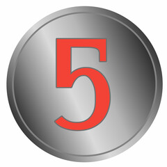 Metallic web icon number 5 button