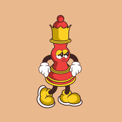 Retro character design of sad chess queen