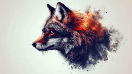 Artistic Portrait of a Fox with Smoldering Fur,up by Nha Vu