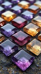Rows of Sparkling Colorful Glass Tiles,up by Nha Vu