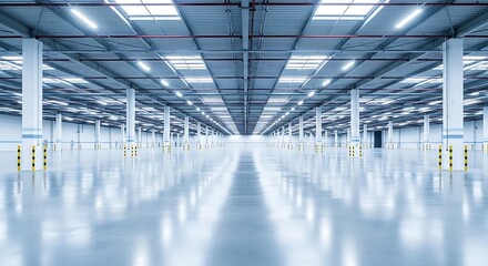 Empty Modern Warehouse Interior.