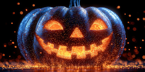 Glittering Jack-o'-Lantern with an Orange Glow,up by Nha Vu