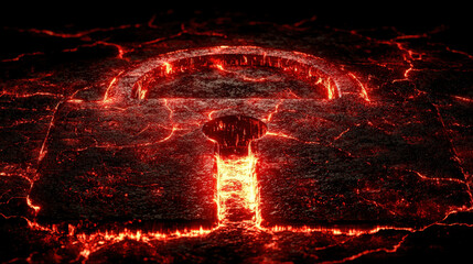 Molten Lock and Keyhole on a Cracked, Fiery Surface,up by Nha Vu