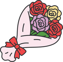 敬老の日の、プレゼント用のバラの花束のイラスト｜敬老の日