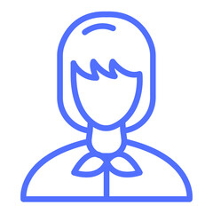 Stylized blue neon outline of a person s head and shoulders with a bow tie isolated on transparent background