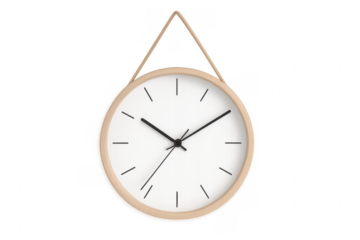 Minimalist round wall clock hanging with transparent background