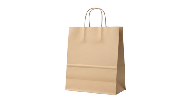 A simple brown paper shopping bag with twisted handles stands ready for your purchases and errands