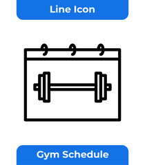 Fitness and Gym Line Editable Icons set. Vector illustration in modern line style of workout related icons: gym schedule, workout plan, calendar, and more. Exercise icon