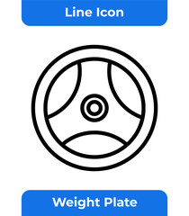 Weight Plate for Barbell Vector Icon, Gym and Fitness Line Art Graphic Element for Workout, Modern Exercise and Strength Training Design