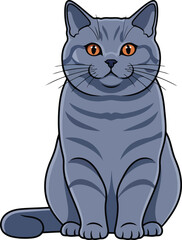 Obraz premium Blue tabby cat with orange eyes sitting vector