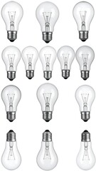 Light Bulbs Arranged on White Background