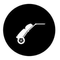 black and white illustration of trolley icon