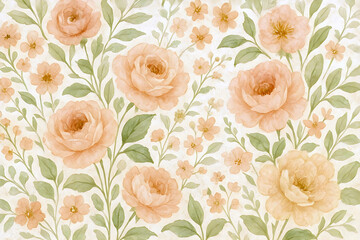 Vintage Watercolor Floral Botanical Garden background