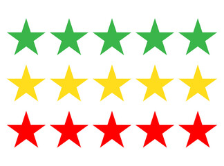 Five Pointed Star Symbols in Red Yellow Green