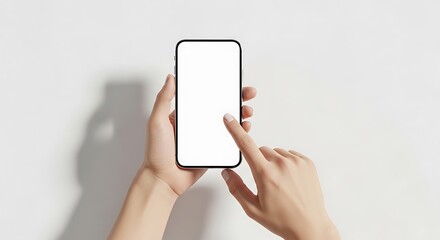 Smartphone in Hands, Blank Screen, Modern Technology.