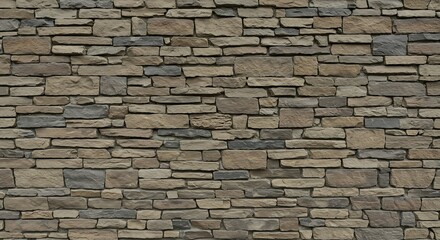 Naklejka premium A closeup shot of a stone wall comprised of rectangular and irregularshaped multitoned stones