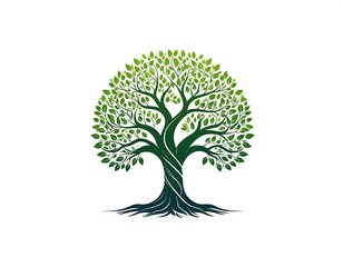 Naklejka premium Lush Green Tree Design on White Background