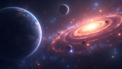 Radiant 3D Galaxy Background Filled with Luminous Celestial Patterns