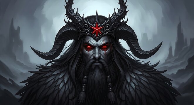 Dark Focused Demon King Portrait.
