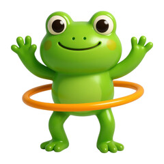 Obraz premium PNG Playful frog hula hooping fun