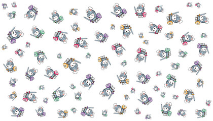 Obraz premium Vector Random Pattern Cartoon Rabbit Knight