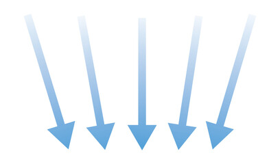 Air flow. Set of blue arrows showing direction of air movement. Wind direction arrows. Blue cold fresh stream from the conditioner. Vector illustration isolated on white background. EPS 10 