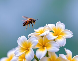 Hovering Insect Near White and Yellow Flowers Nature