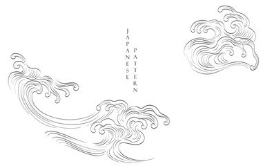 Fototapeta premium Hand drawn line wave in Japanese style. vector illustration of a decorative ornament in vintage style. 