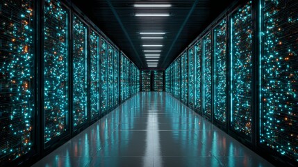 Data center innovation high-tech server room global technology hub digital environment