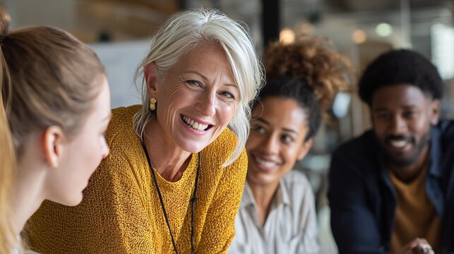 Positive office atmosphere engaging team meetings for collaborative learning and interaction