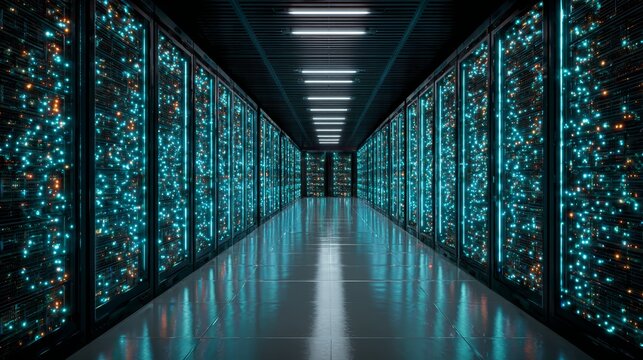 Data center innovation high-tech server room global technology hub digital environment