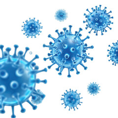 Microscopic View of Blue Coronavirus Particles on Black Background covid19 pandemic isolated on a transparent background