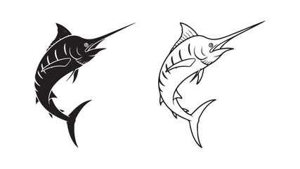 Marlin fish jumping with transparent background