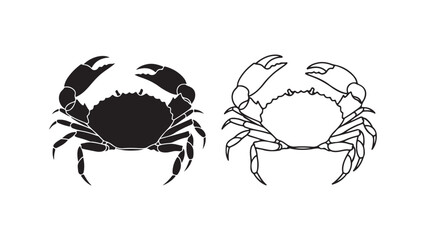 Crab outline and silhouette with transparent background