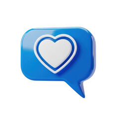 Blue heart message bubble isolated on transparent background