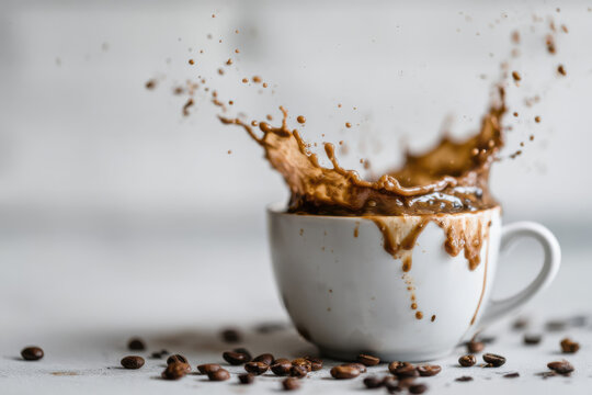 Cup of coffee overflowing