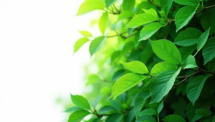 Fototapeta premium Dense summer forest, vibrant green leaves, isolated on white , leaves, growth, jungle