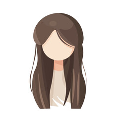 Vector Portrait of Woman with No Facial Features. Abstract Female Character with Brown Hair