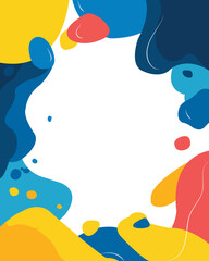 Abstract Colorful Liquid Shapes Frame Background with White Copy Space