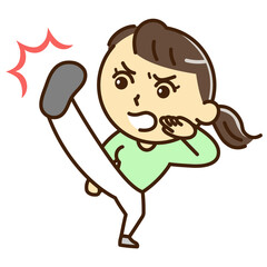 キックする女性