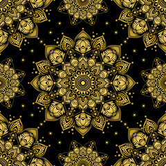 seamless pattern with golden flowers